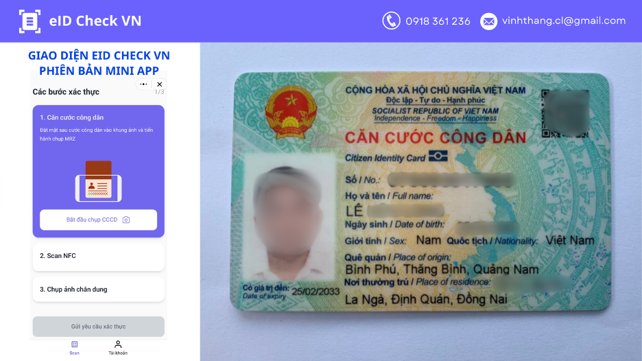 xác thực cccd với eid check vn phiên bản mini app