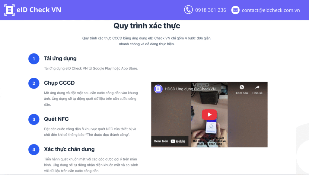 ứng dụng xác thực CCCD eid check vn